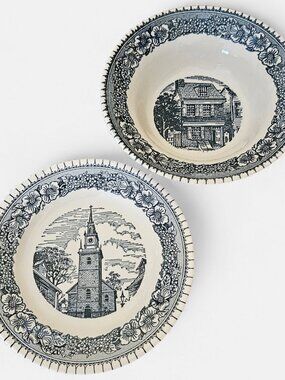 Colonial Heritage Blue Bowl and Bread Plate Ironstone